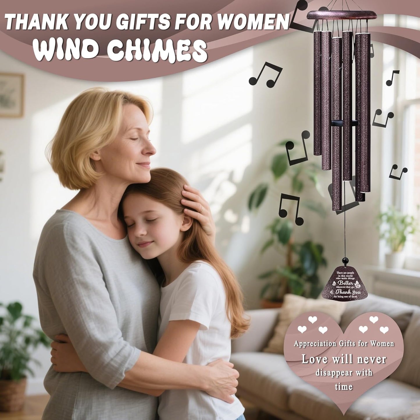 Thank You Gifts for Women Men Wind Chimes 32", Employee Appreciation Gift for Coworkers Colleague Teacher Friend Boss Nurse, Mothers Day Thanksgiving Christmas Retirement Birthday Gift for Women