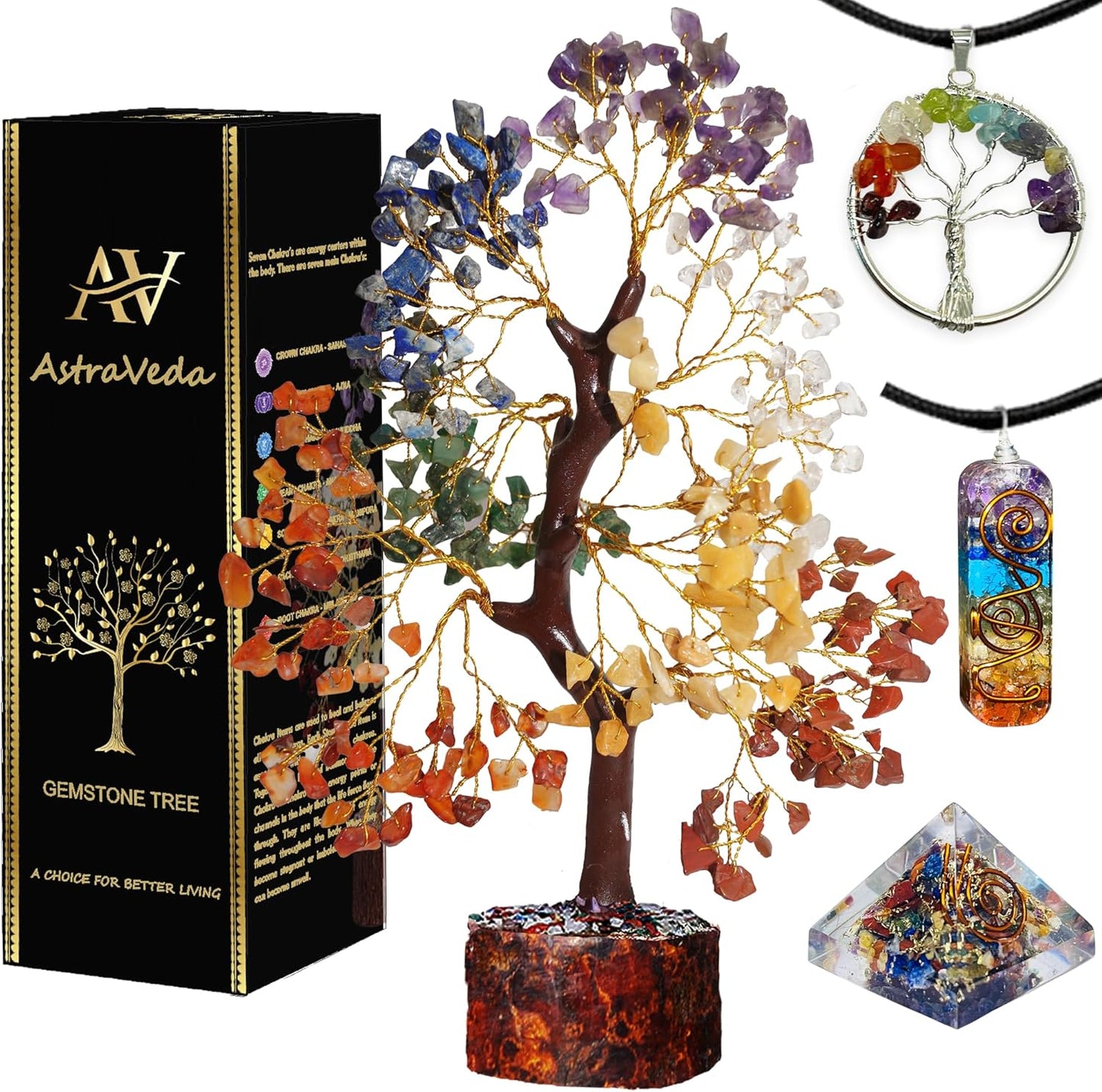 Crystal Tree, Tree of Life, 7 Chakra Tree, Feng Shui Tree, Healing Crystal, Gemstone Tree, Crystal Gifts, Healing Stones, Spiritual Gifts, Crystal Pyramid, Home Office Decor