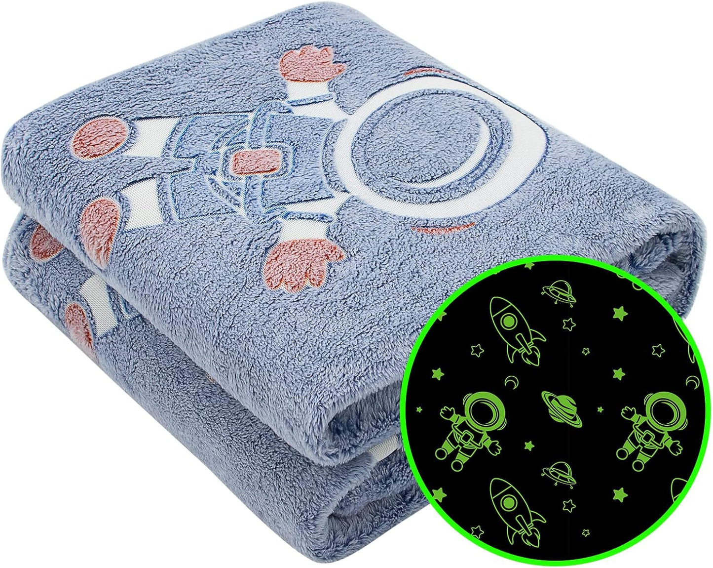 Glow in The Dark Blanket Stars Throw Blanket Birthday Gifts for Kids Soft Cozy Space Decor Blankets for Couch Bed Sofa Unique Gifts for Boys Girls Teens Planet Blanket 50"x60"