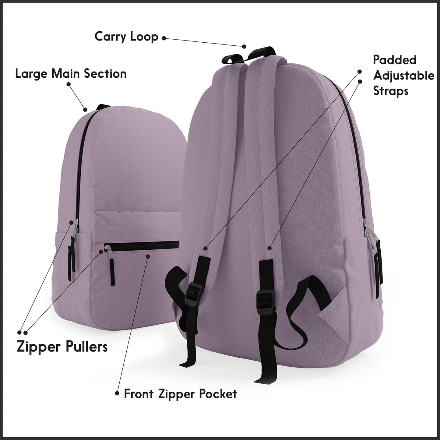100 Pack Bulk Backpacks, Wholesale 17-Inch Lightweight Bookbags for Kids, Adults, School, Classroom, Travel, Gym Supplies with 1 Large, 1 Small Pocket, Perfect for Events, Corporate Bundles, Black