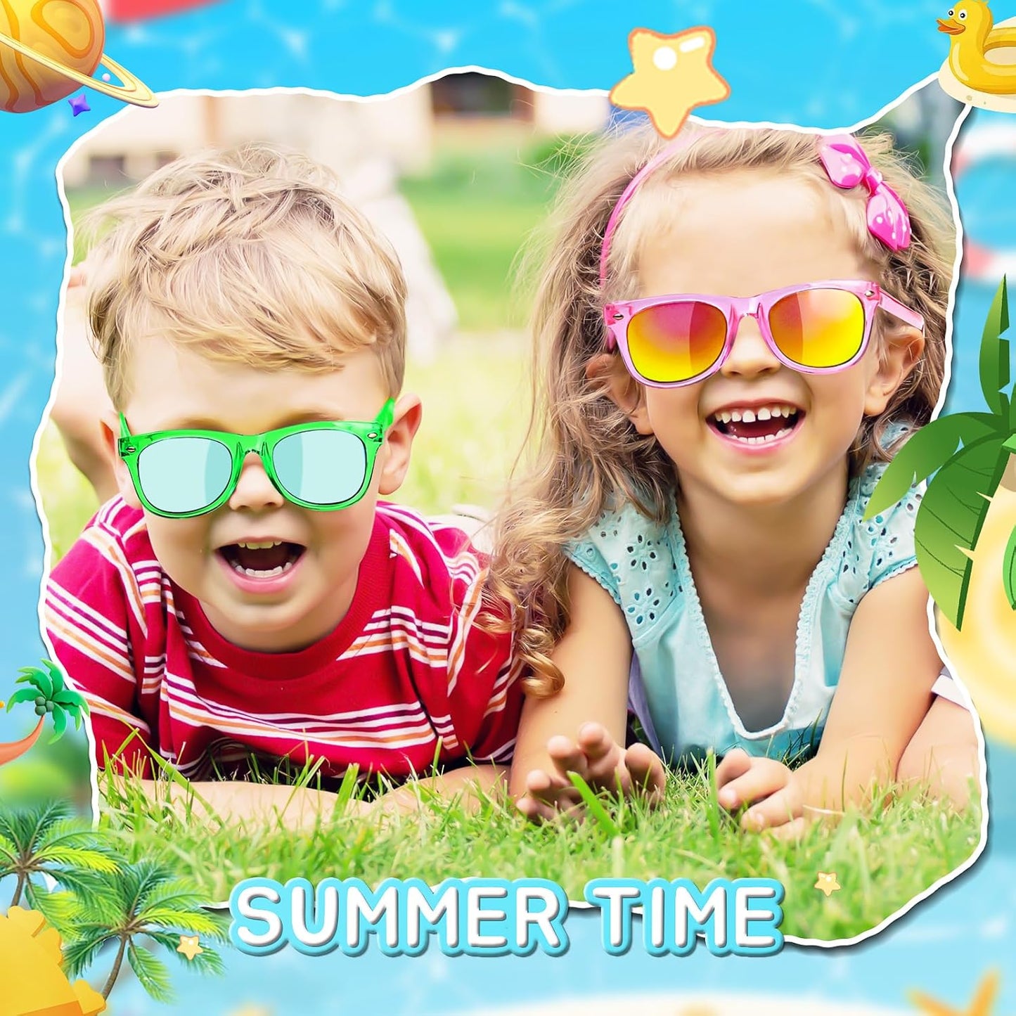 Kids Sunglasses Party Favors - Boys Girls Valentines Day Gifts, Neon Sunglasses with UV 400 Protection for Kids Classroom Favors Birthday Goodie Bags Stuffers - 32 Packs