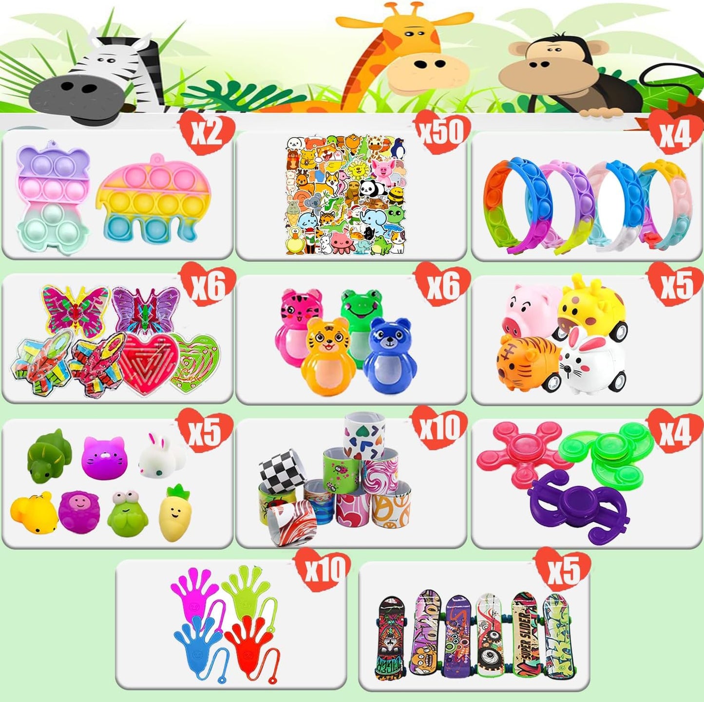 107 PCS Party Favors Toys, Treasure Box Toys for Classroom, Pop Fidget Toys Treasure Chest for Kids Prizes Classroom, Bulk Pinata Stuffers Goodie Bag Fillers for Kids 4-8