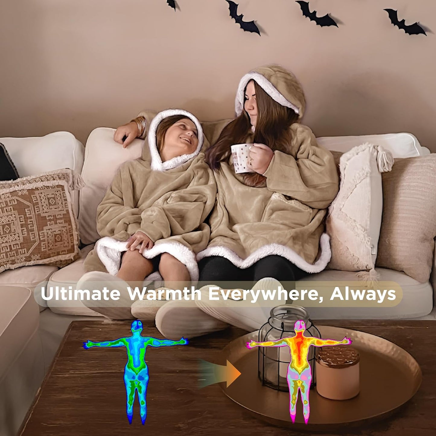 Bedsure Blanket Hoodie, Wearable Blanket for Adults & Kids as Gifts for Women Men, Birthday Gifts for Women Mom Girl Sherpa Oversized Hoodie, Gold Brown, Standard