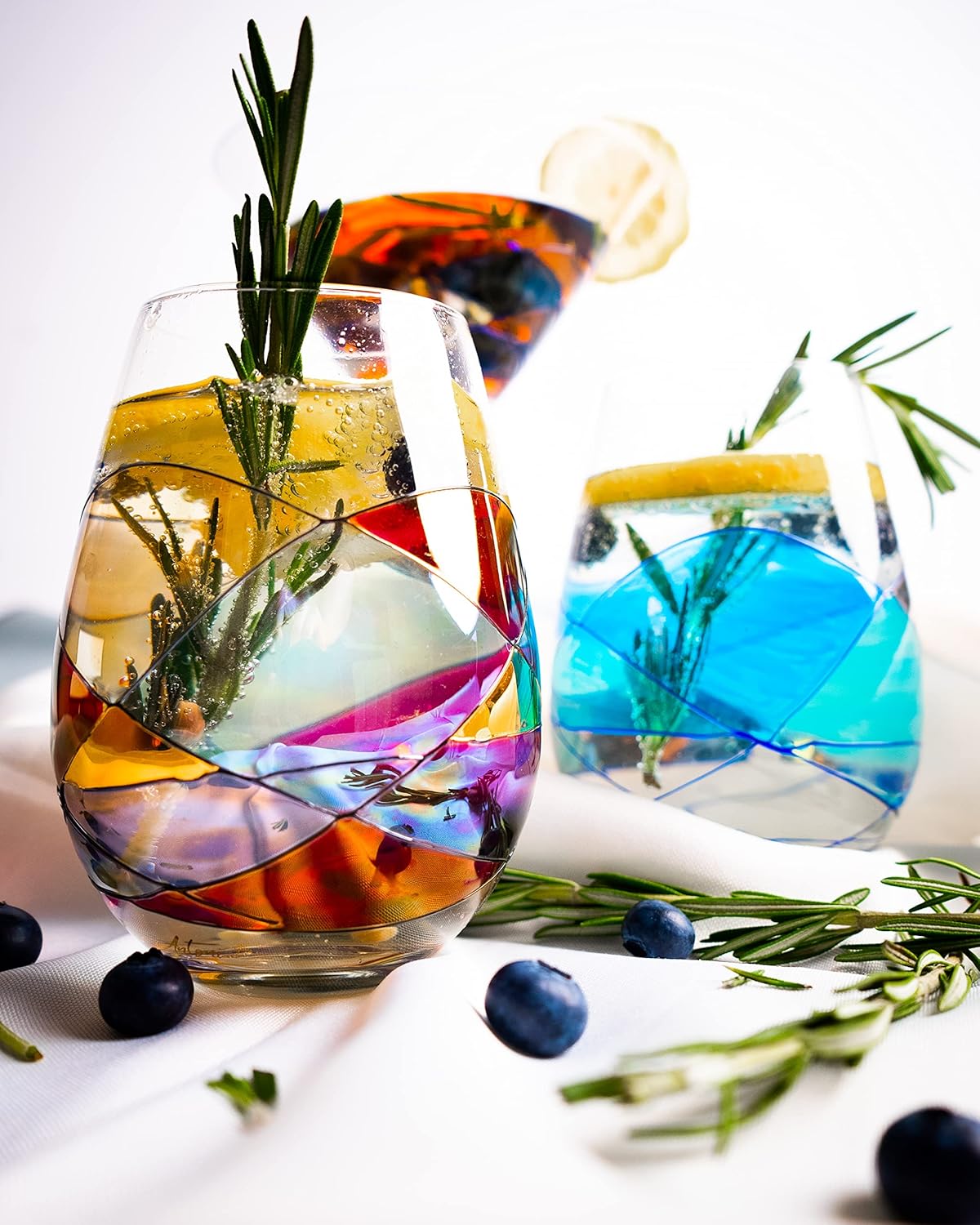 Stemless Wine Glasses – Hand‑Painted Set of 1 Unique Wine Gift for Wedding, Anniversary, Housewarming & Christmas • Sagrada Familia Style • Ideal for Women & Men