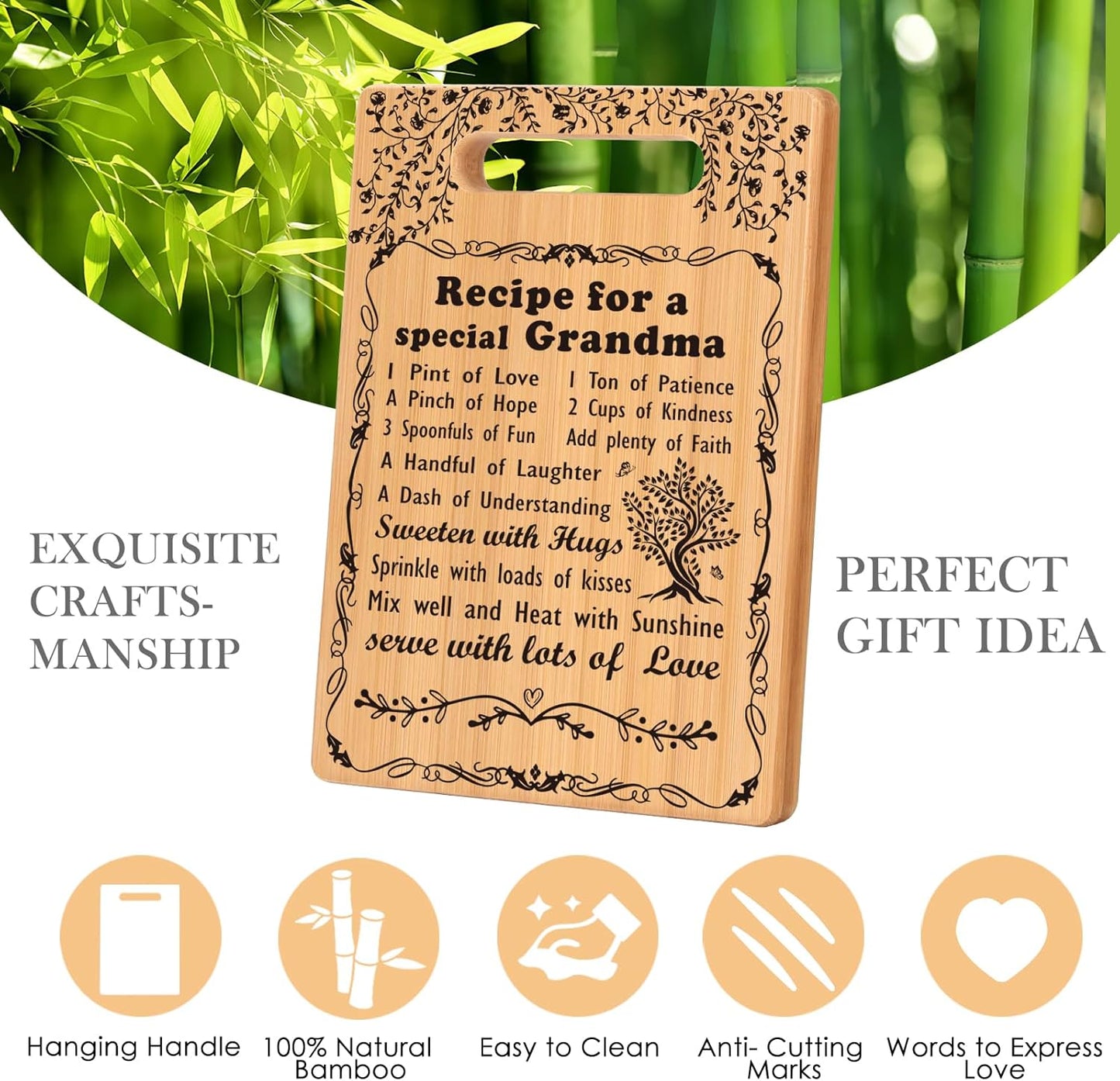 Grandma Gifts Mothers Day Gifts for Grandma Great Grandma Birthday Gifts from Grandkids Granddaughter Grandson Best Grandma Ever Gift New Grandma Nana Gigi Christmas Cutting Boards for the Kitchen