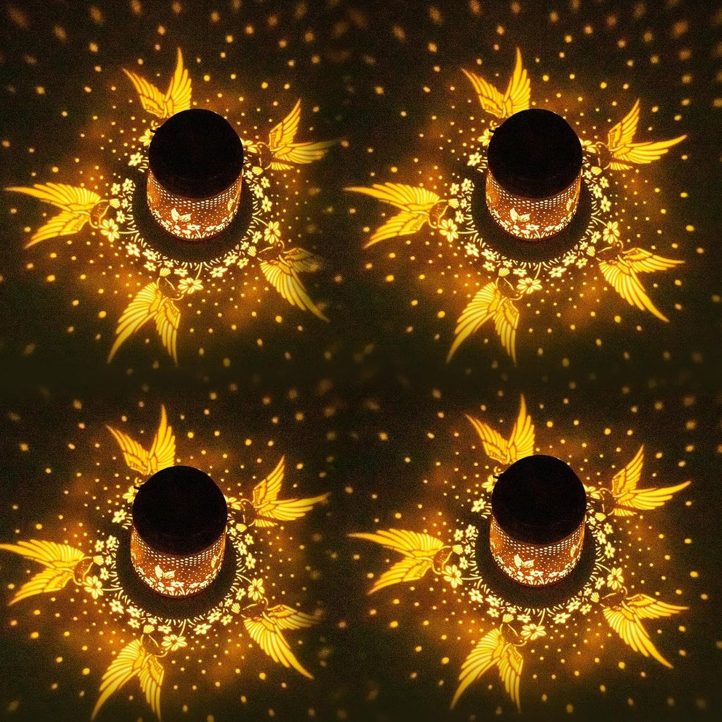 4 Pack Hummingbird Birthday Gifts for Women Mom Grandma Solar Lanterns Outdoor Waterproof Garden Decor Metal Hanging LED Decorative Light for Patio Yard Lawn Backyard Front Porch Gardening Gifts