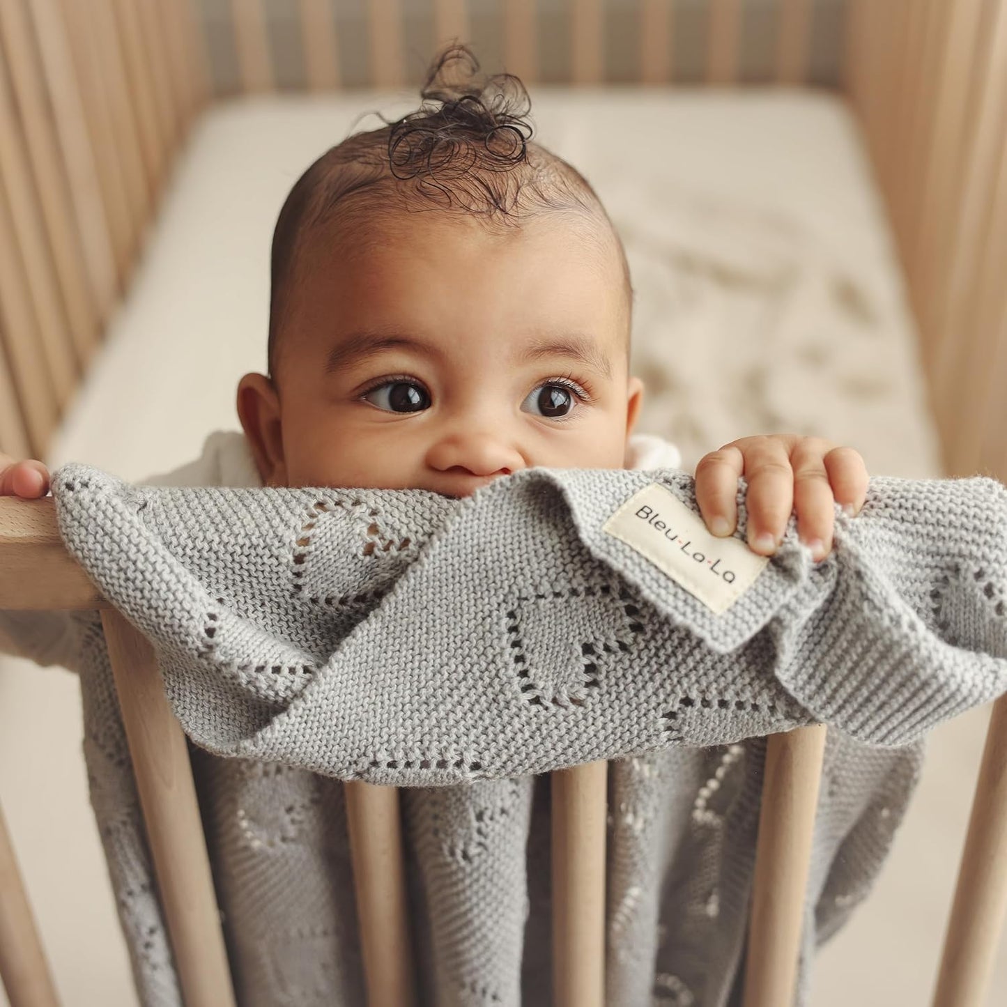 100% Cotton Unisex Knit Swaddle Baby Blanket for Girls and Boys - Soft Warm Cozy Swaddler Receiving Cuddle Stroller Crib Heart Blanket for Newborns, Infants Toddlers (Grey, 0-2 Years)