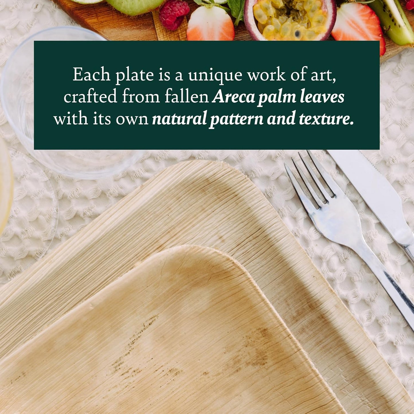 Chic Leaf Compostable & Biodegradable Palm Leaf Disposable Bamboo Plates | Disposable Party Plates for Appetizers - Party Supplies (6'' - 20 Pack)