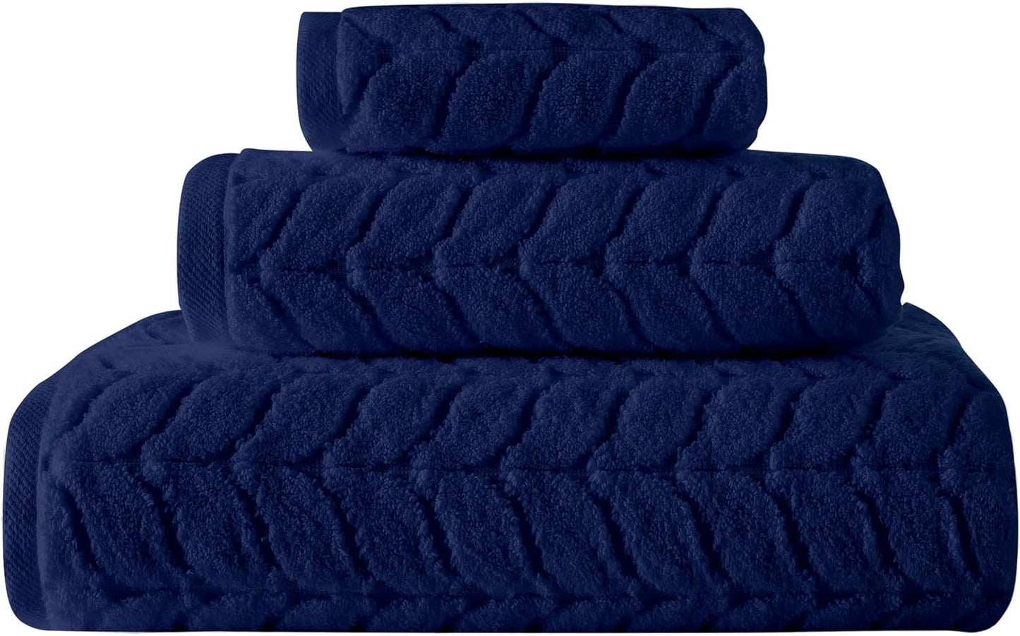 BAGNO MILANO Turkish Bath Towels, Soft Plush Jacquard Luxury Bath Towels, Quick Dry Towel Set (Navy, 4 Pcs Hand Towel Set)