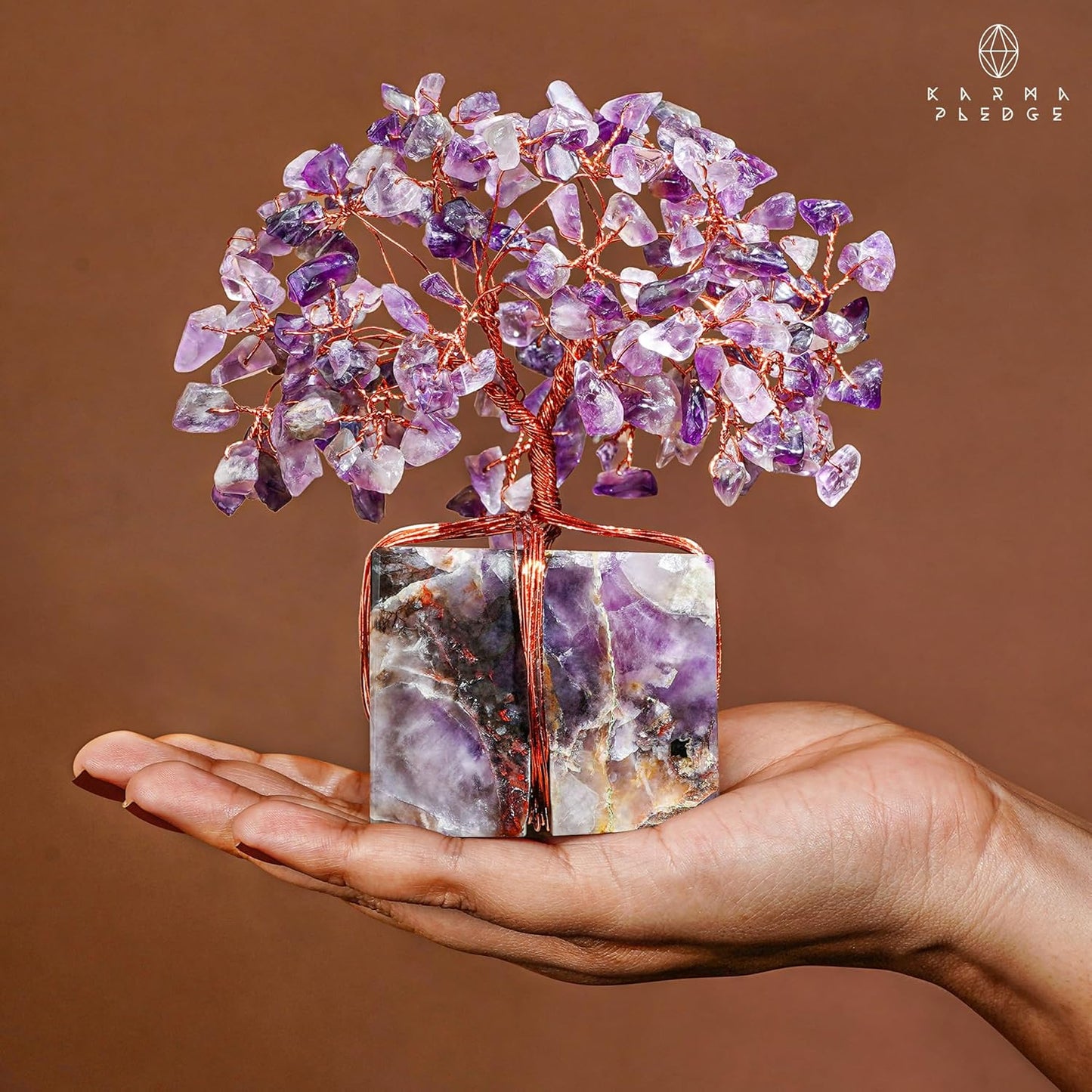 Crystal Tree of Life for Home and Office Decor, Handmade Raw Crystal Base Amethyst Chakra Healing Crystal Tree for Positive Energy, Money, Good Luck, Christmas Décor, Birthday Gifts for Women