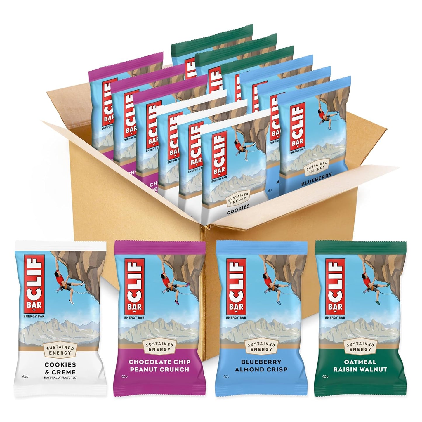 CLIF BAR - Variety Pack - 4 Flavors - Made with Organic Oats - Energy Bars - Non-GMO - Plant Based Protein Bars (12 Pack)