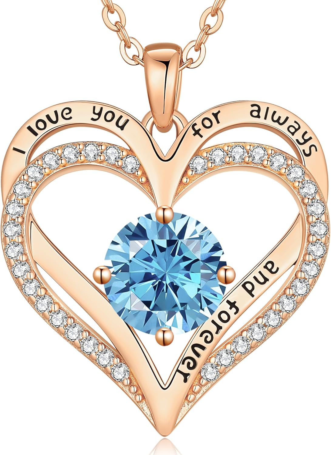 LOUISA SECRET Love Heart Birthstone Necklaces for Women, Birthday Gift for Women, Anniversary Jewelry for Wife Her, 925 Sterling Silver Pendant Necklace, Mother's Day Gift