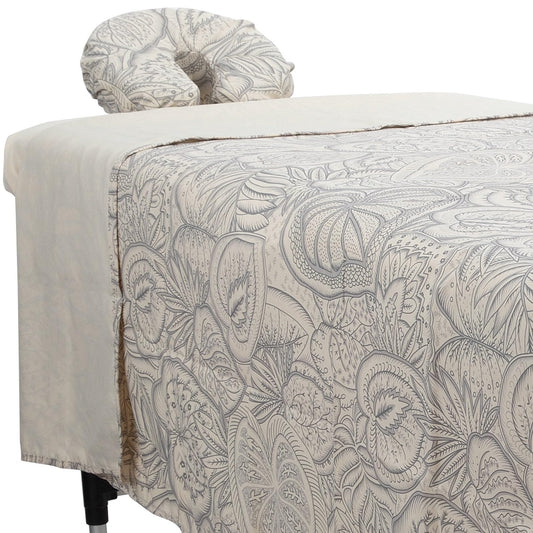 ForPro Premium Designer Microfiber 3-Piece Massage Sheet Set, Island Tranquility, Stain and Wrinkle-Resistant, Includes Massage Flat Sheet, Fitted Sheet and Face Rest Cover, Natural, 36" x 77" x 7"
