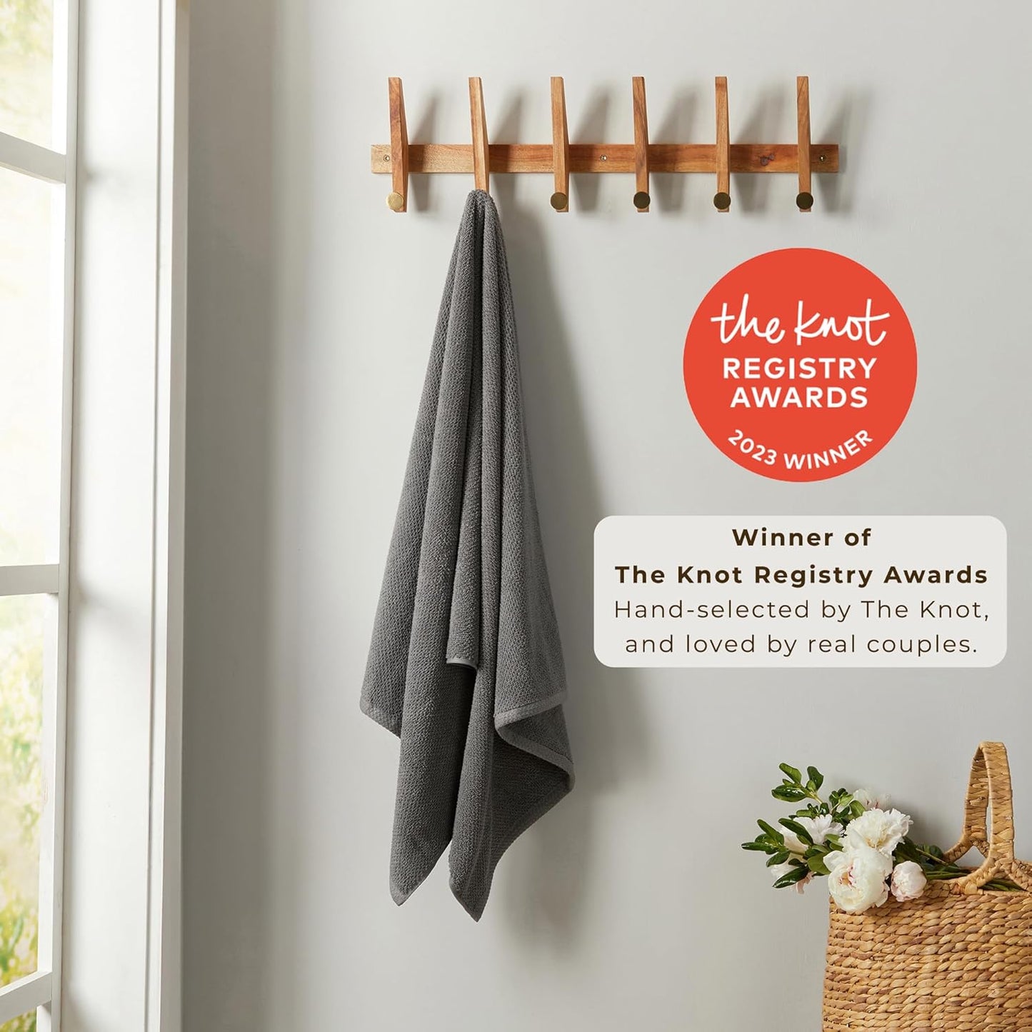 Grey Hand Towels - 100% Cotton 6 Pack 26x16 Hand Towel Set - Absorbent, Quick-Drying, Durable Towels for Handroom Decor - Low-Twist, Two-Ply Fibers (Dark Grey)