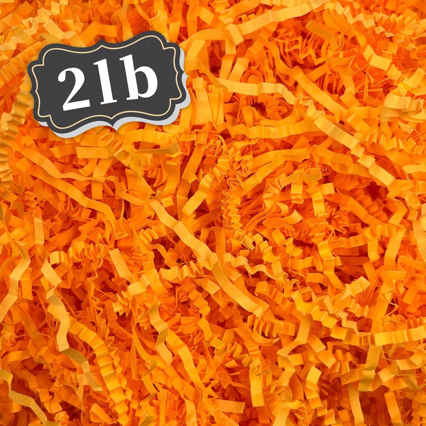 2 LB Fluorescent orange Crinkle Cut Paper Shred Filler Great for Gift Wrapping, Basket Filling, Birthday, Wedding, Halloween, Thanksgiving, Christmas Day, New Year Party Decorations Filling Supplies