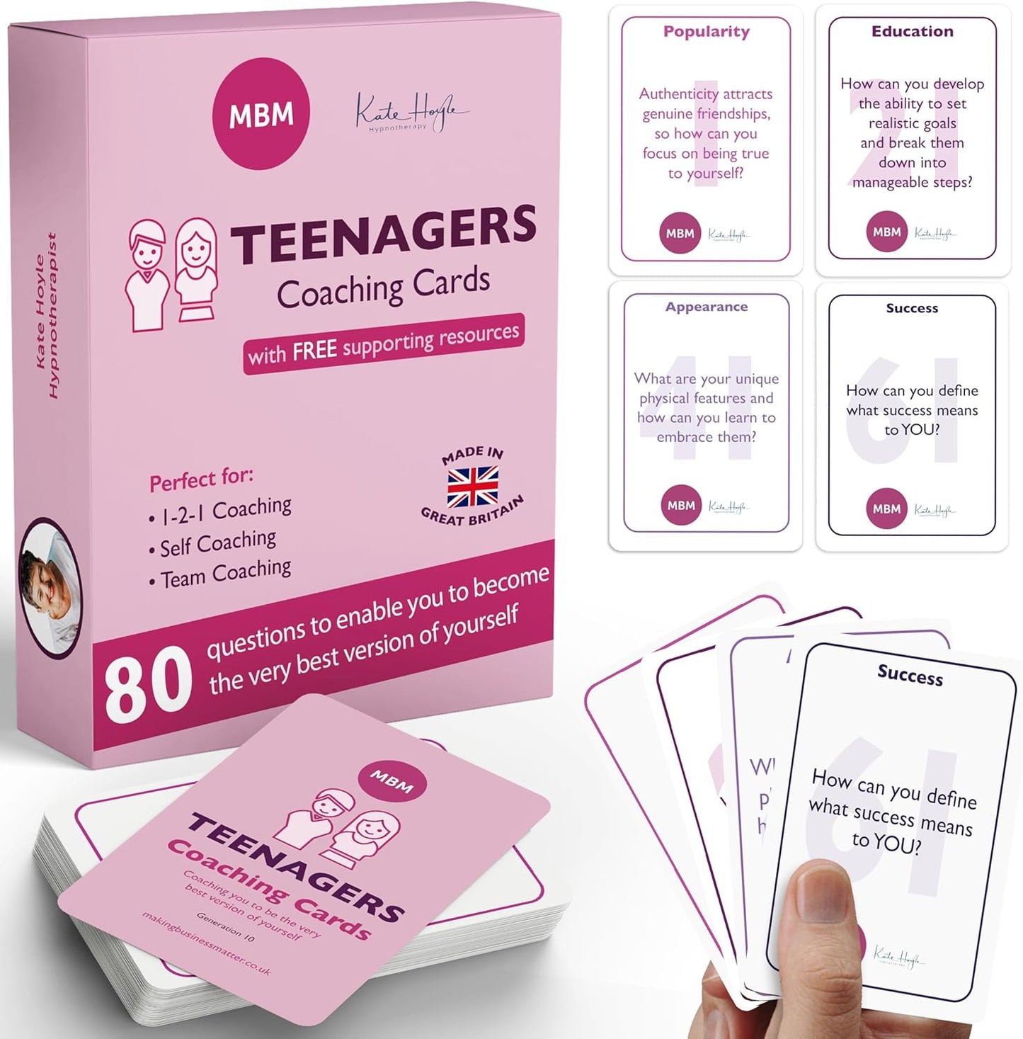 MBM 80 Teenagers Coaching Cards – Confidence Building, Life Skills & Emotional Resilience Prompts | Flash Cards for Teens, Parents & Educators