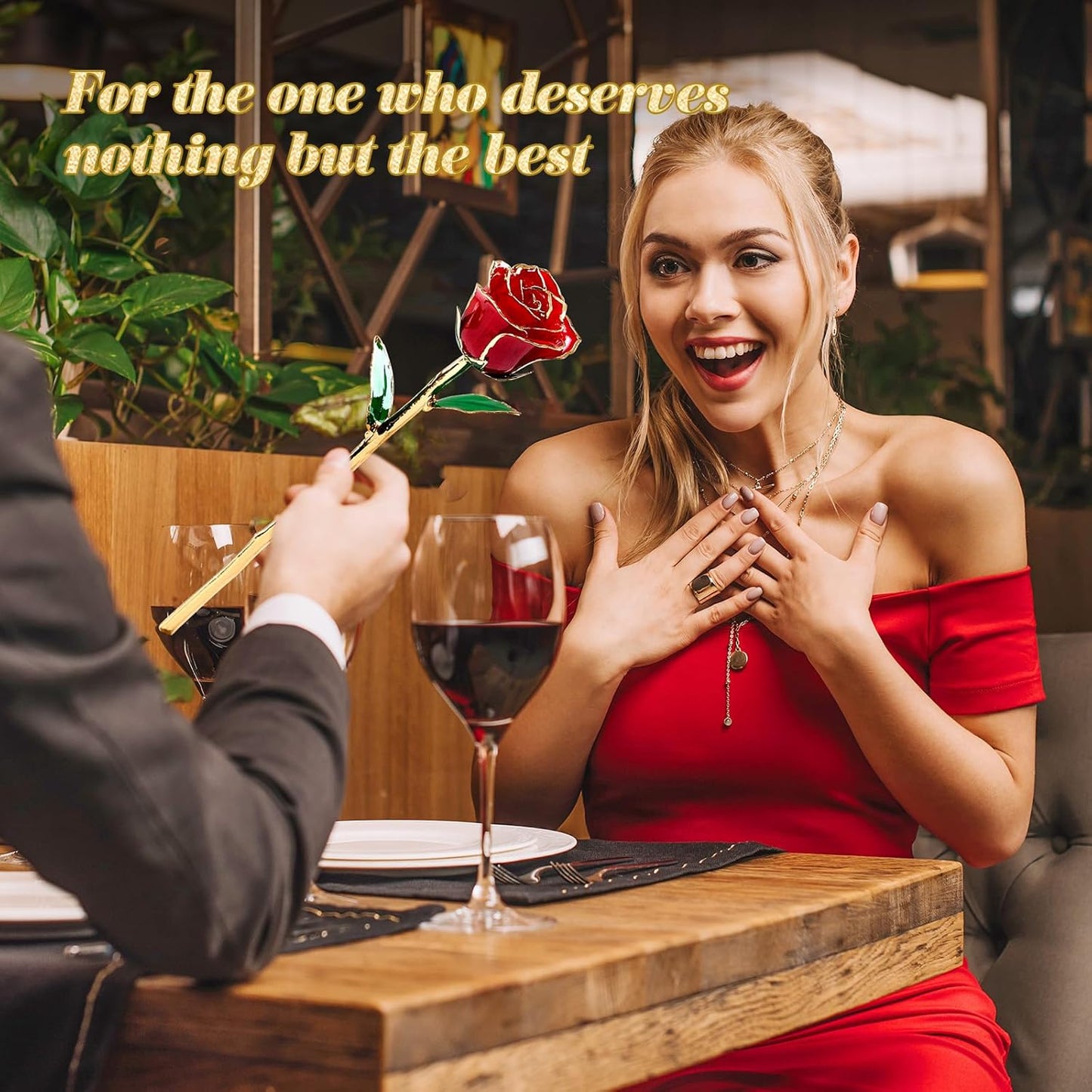 Mikasol Real 24K Gold Dipped Realistic Rose – Timeless Lifelike Bloom with Heart Puzzle Base – Romantic Red Flower Gift for Her, Wife, Girlfriend, Mom – Birthday, Anniversary, Mother’s Day (Red)