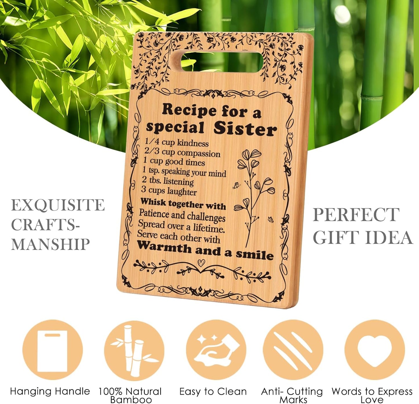 Sister Birthday Gifts Sister Gifts from Sister Christmas Gifts for Sister Best Friendship Gifts for Bestie BFF Best Friend Soul Sister To My Sister Cutting Boards for the Kitchen