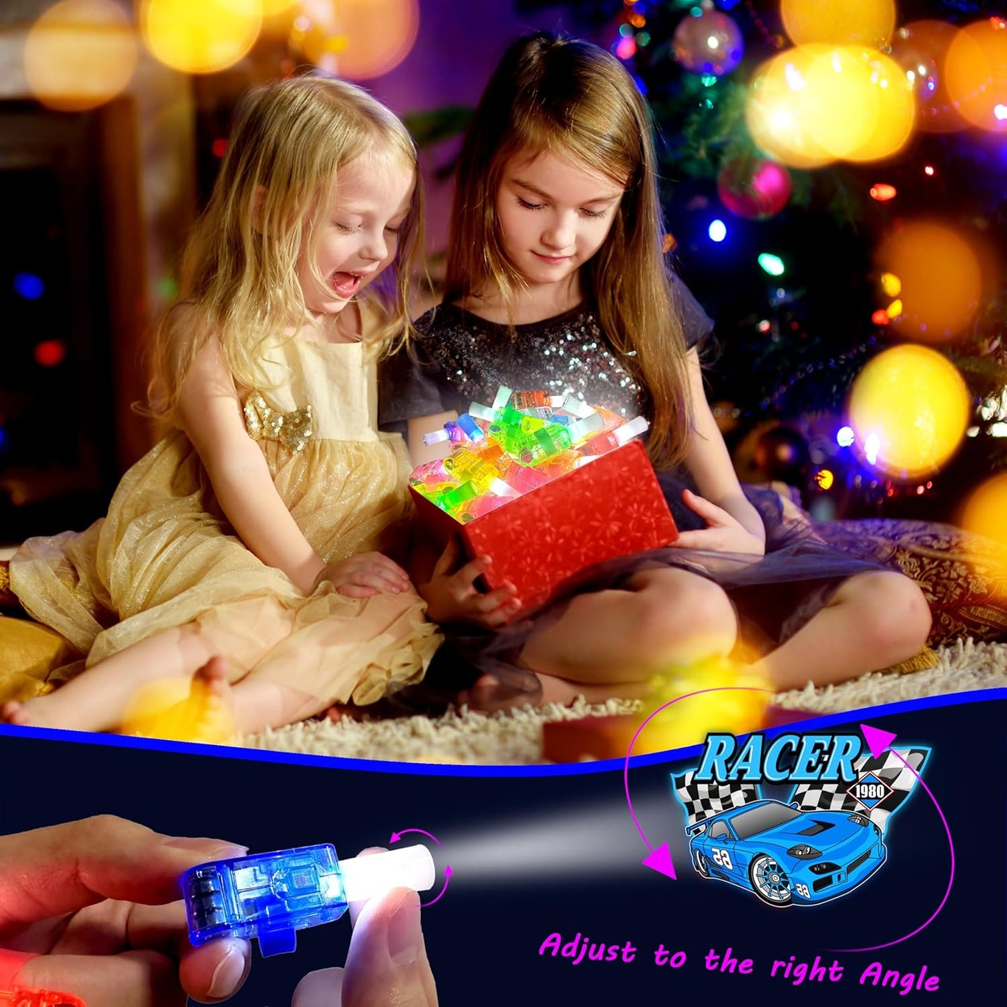 24PCS Race Car Party Favors-LED Finger Lights:Glow-in-the-Dark Light-Up Hot Wheels Toys Bulk for Kids Boys Girls,Cars Theme Birthday Party Decorations Supplies, Party Goodie Bags, Classroom Prizes