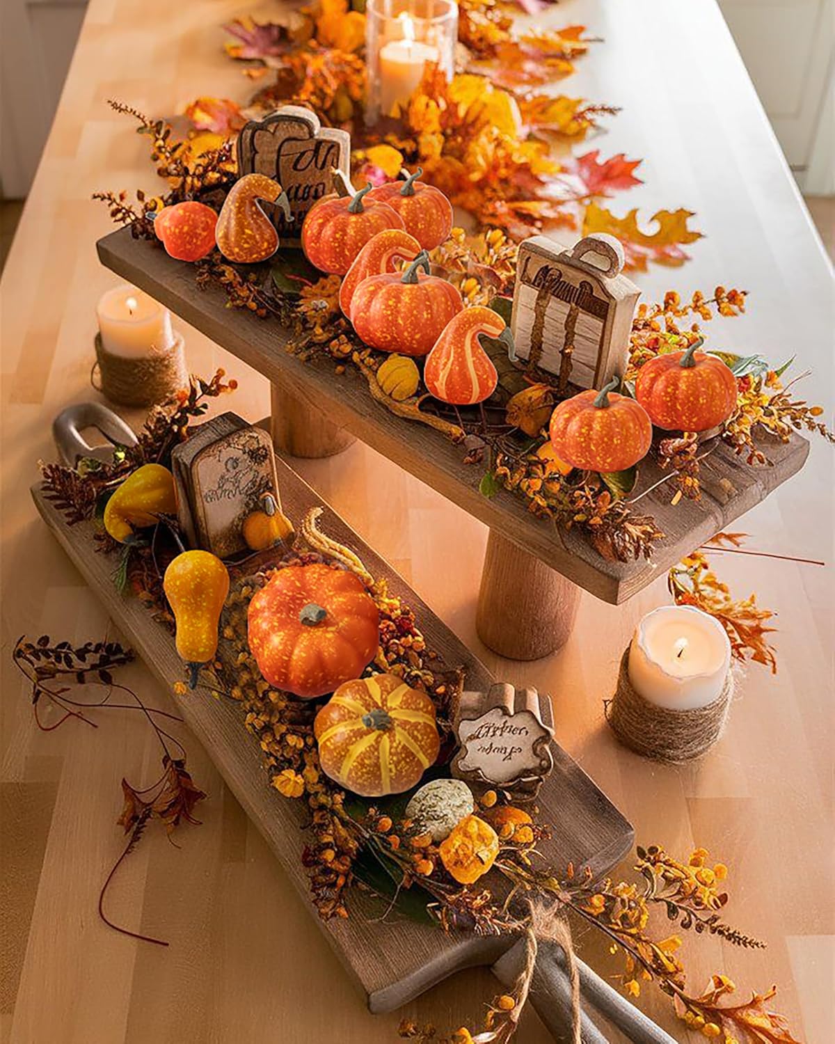 DuHouse 18 Pcs Artificial Fruit Fake Mini Pumpkins for Halloween Thanksgiving Fall Home Decor Party Decoration