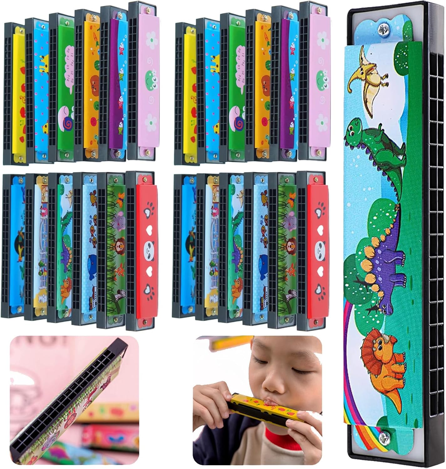 24 Pcs Kids Harmonicas Bulk - Birthday Party Favors Return Gifts for Kids 4-8 8-12 Year Old Boys Girls | Goodie Bags Stuffers for Toddlers, Music Toys & Gift Bag Fillers
