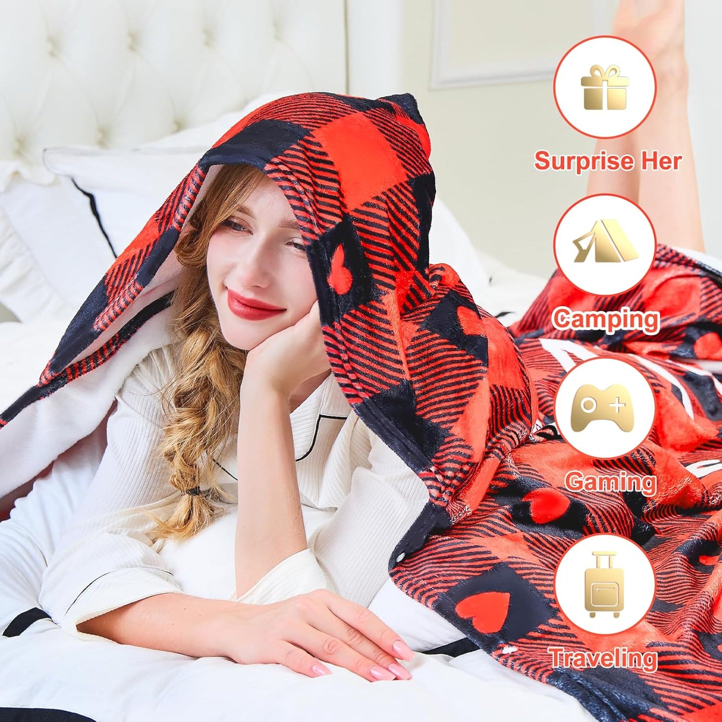 Gift for Wife, Wife Wearable Blanket Gifts from Husband, Gift for Women for Anniversary Christmas Valentines Mothers Day