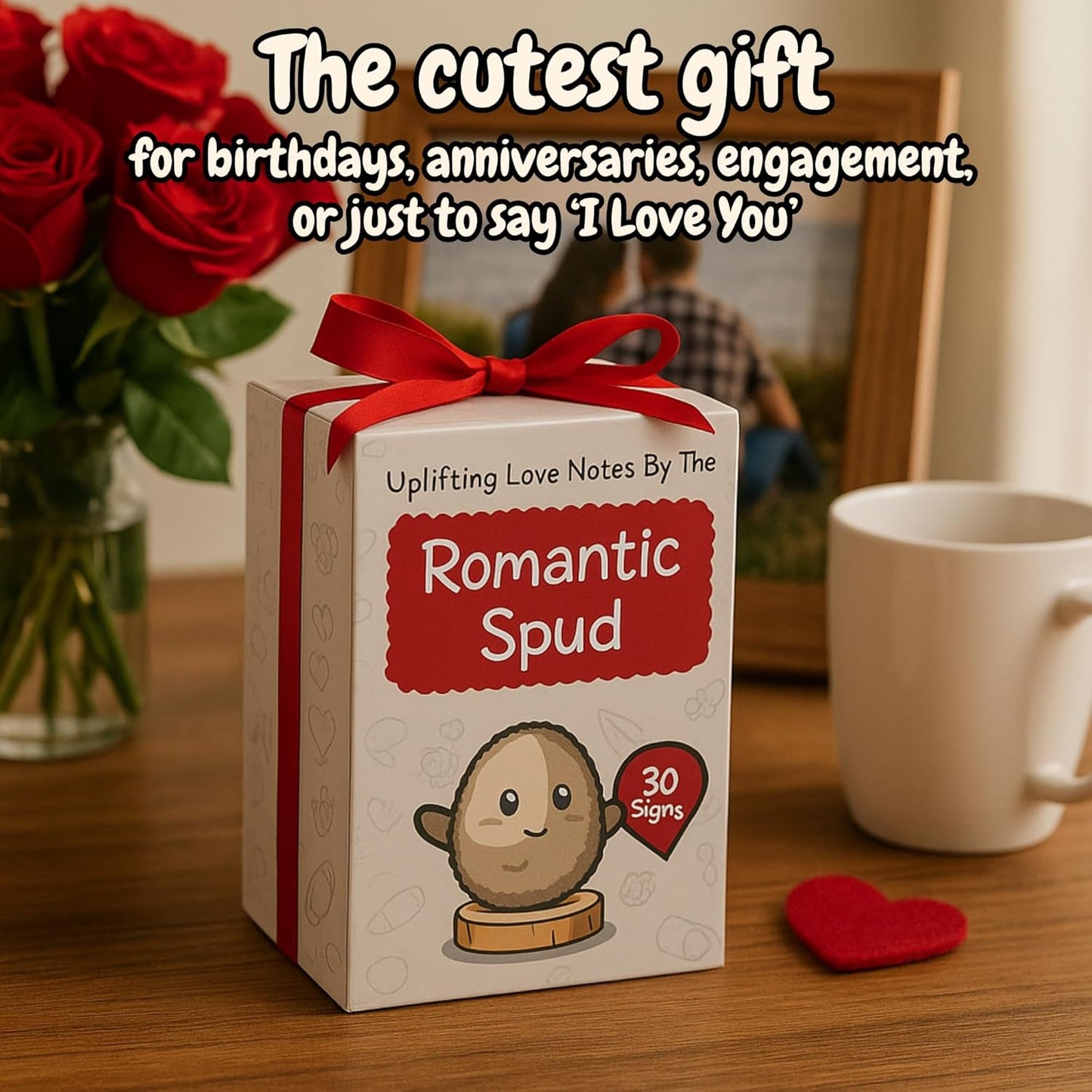 The Cutest Romantic Gift for Men - Potato Crochet Doll with 30 Signs - Couples Gifts for Him for Birthday, Anniversary, Engagement, Valentines Day, Christmas - Birthday Present for Husband Boyfriend