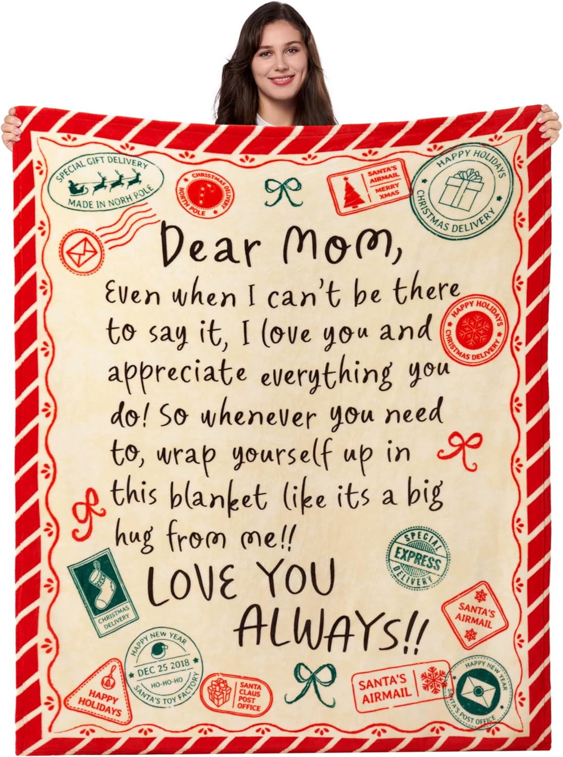 Joiedomi Birthday Gifts for Mom Soft Flannel Mom Blanket for Women Wife Grandma Mothers Day Anniversary Present from Daughter Son 50" x 60" Red