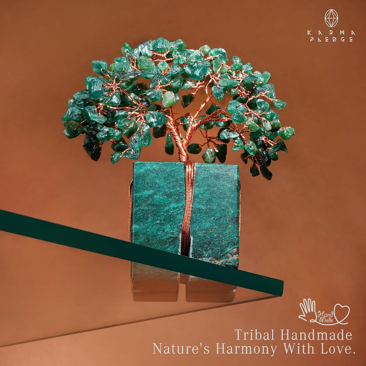 Crystal Tree of Life for Home and Office Decor, Handmade Raw Crystal Base Green Aventurine Chakra Healing Crystal Tree for Positive Energy, Money, Good Luck, Christmas Décor, Birthday Gifts for Women