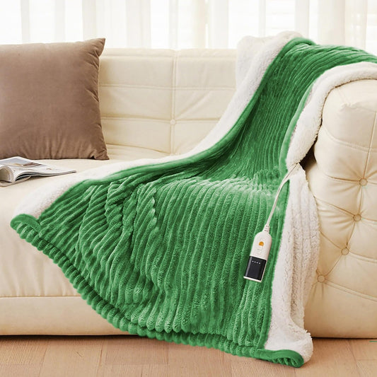 JET'S HOME Heated Blanket 50"x60" - ETL Certified Flannel Electric Blanket Throw Machine Washable Heating Throw with 9 Heating Levels 10 Hours Adjustable Auto-Off (Grove Green)