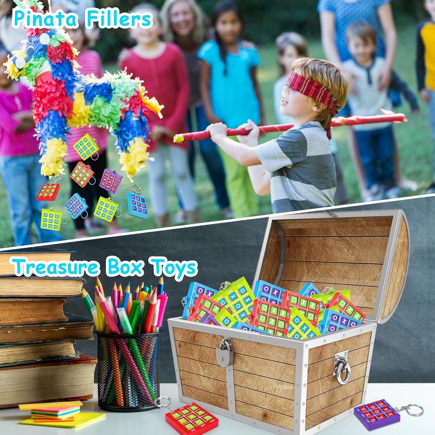 32 Pcs Tic Tac Toe Game Keychains Party Favor for Kids 4-8 8-12 Goodie Bags Stuffers Boys Girls Teen Birthday Return Gifts School Classroom Treasure Chest Carnival Prize Box Toys Pinata Fillers Bulk