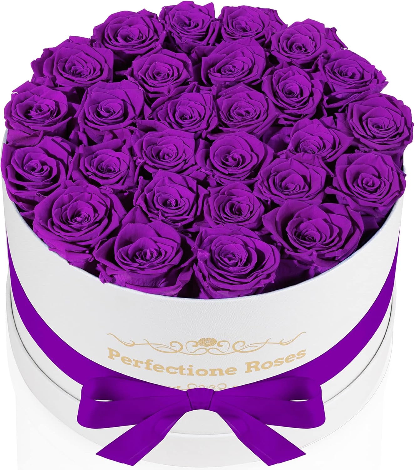 Perfectione Roses 27 Roses in a Box, Mothers Day Rose, Preserved Flowers for Her, Flowers for Delivery Birthday Gifts for Women (Purple)