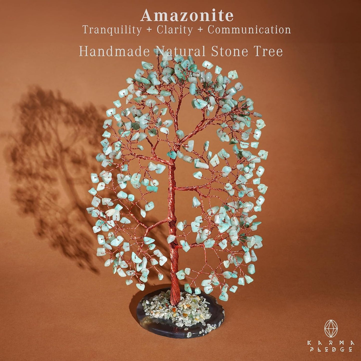 Crystal Trees for Home and Office Decoration, Amazonite Chakra Healing Crystals Feng Shui Handmade Trees for Positive Energy, Money, Good Luck, Christmas Decor, Birthday Gifts for Women, Mom