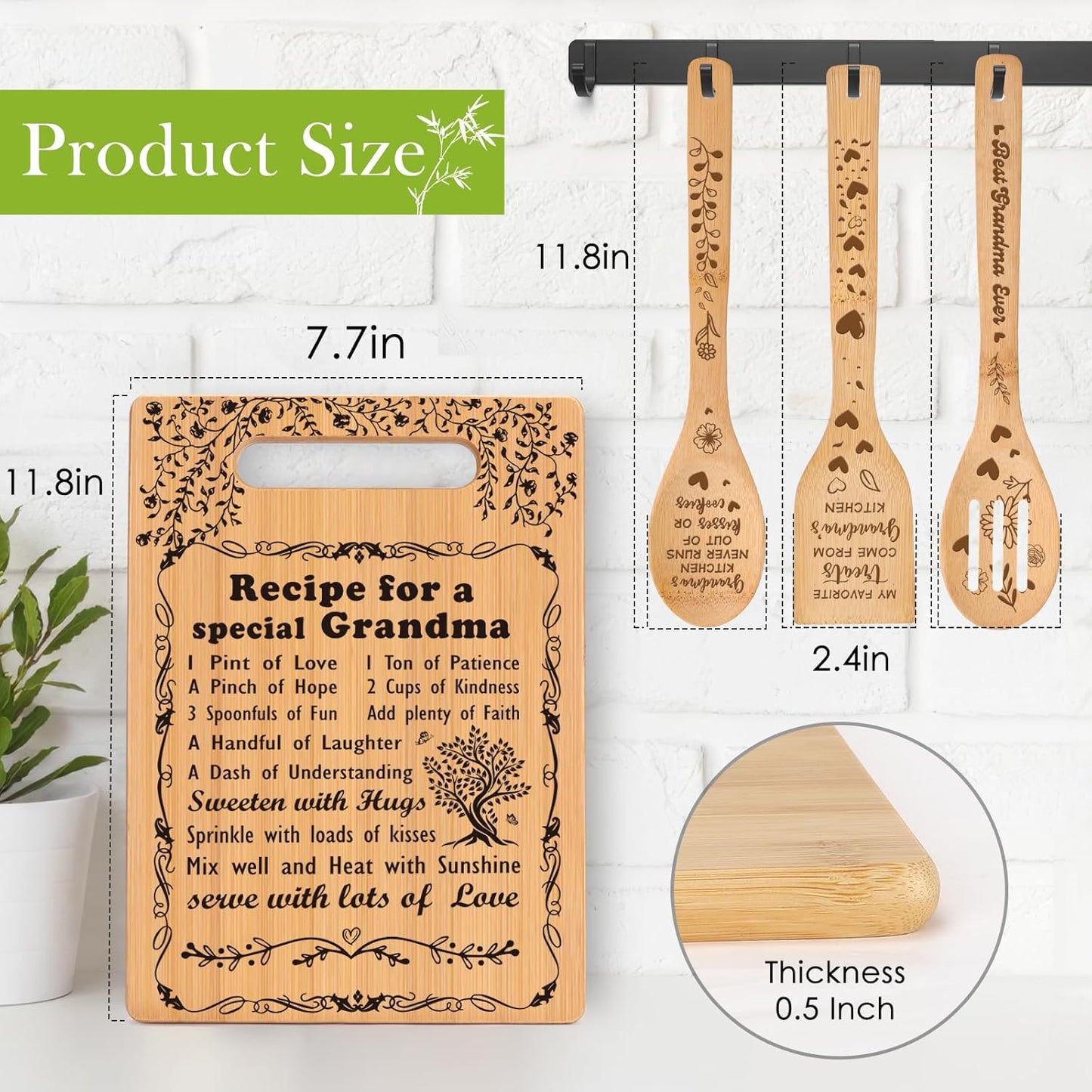 Grandma Gifts Mothers Day Gifts for Grandma Great Grandma Birthday Gifts from Grandkids Granddaughter Grandson Best Grandma Ever Gift New Grandma Nana Gigi Christmas Cutting Boards for the Kitchen