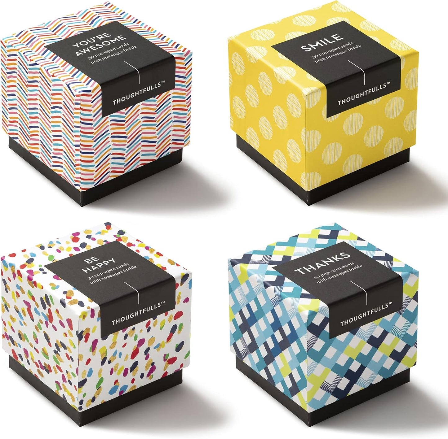 Compendium ThoughtFulls Pop-Open Cards — 4-Pack of You're Awesome, Smile, Be Happy, Thanks — 120 Pop-Open Cards, Each with a Different Message Inside
