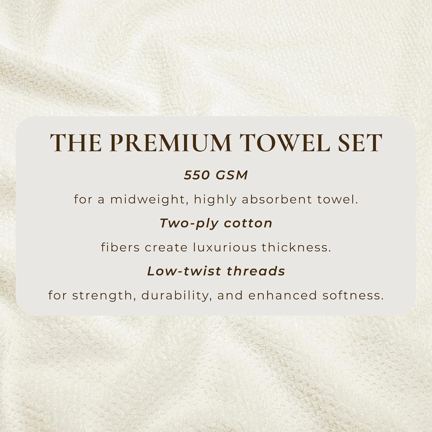Great Bay Home Ivory Hand Towels - 100% Cotton 6 Pack 26x16 Hand Towel Set - Absorbent, Quick-Drying, Durable Towels for Handroom Decor - Low-Twist, Two-Ply Fibers