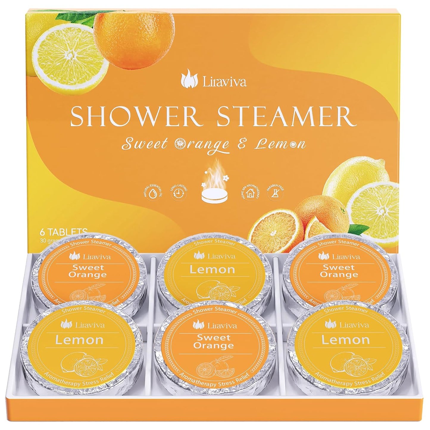 Shower Steamers Aromatherapy 6 Pack - Christmas Gifts for Women, Stocking Stuffers, Birthday Gifts for Mom, White Elephant Gift, Travel Essentials, Self Care - Lavender (Lemon Sweet Orange)