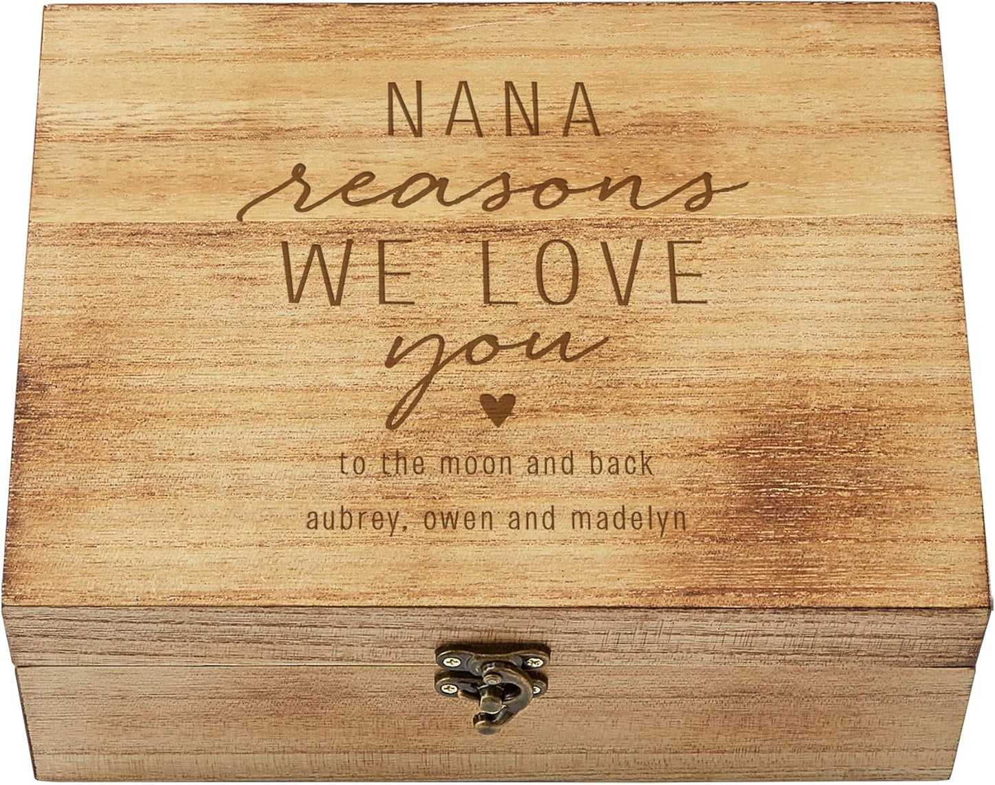 Let's Make Memories Personalized Wooden Keepsake Box With Hinged Lid - Wood Memento Box - Decorative Storage - Home Decor - For Couples, Wedding, Newlyweds - Laser Engraved - Reasons We Love You