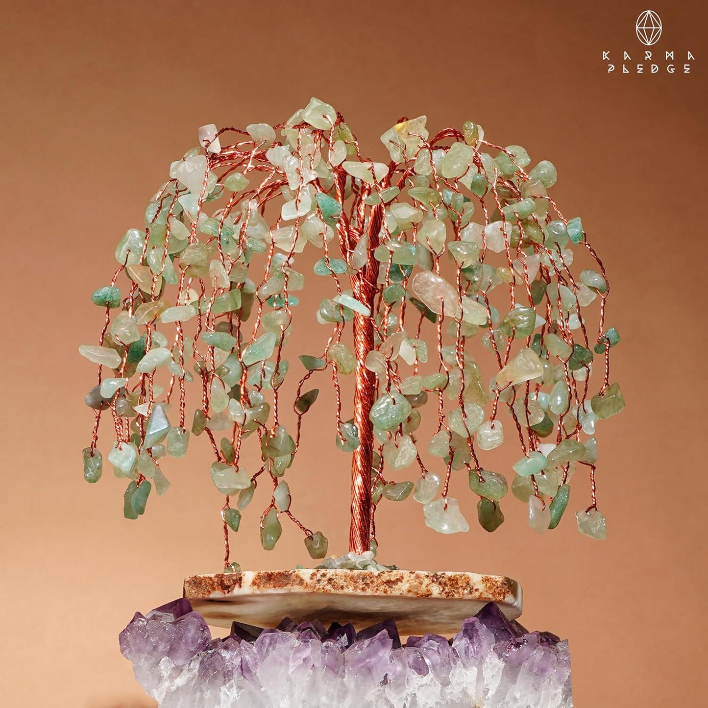 Green Aventurine Healing Crystal Tree of Life, Home and Office Desk Decor, Feng Shui Bonsai Trees for Postive Energy, Money, Good Luck, Christmas Decor, Spiritual Birthday Gifts for Women, Mom