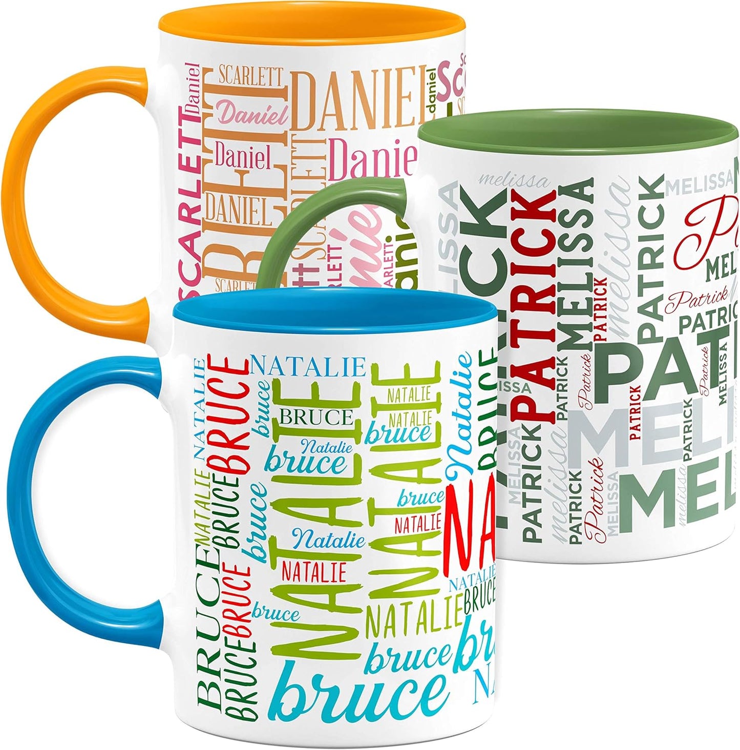 Personalization Lab Ceramic 11oz Sky Blue Personalized Coffee Mug w/Your Name Art, 12 Colors & 9 Font Art, Custom Gifts for Mom, Couples