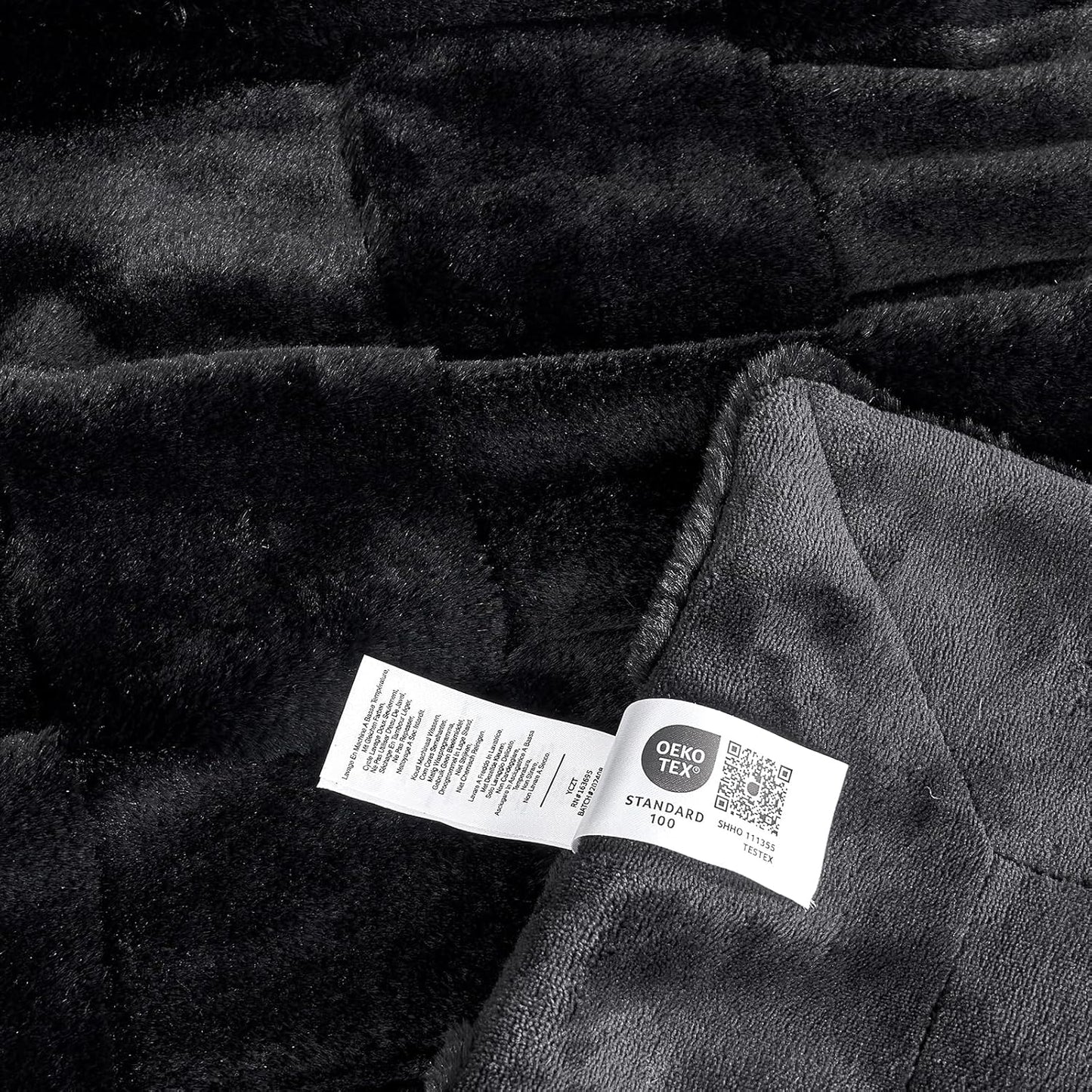 Cozy Bliss Checkered Faux Rabbit Fur Black Throw Blanket, Soft Fuzzy Fluffy Minky Furry Plush Blankets for Couch, Bed (50 * 60 Inches Black)
