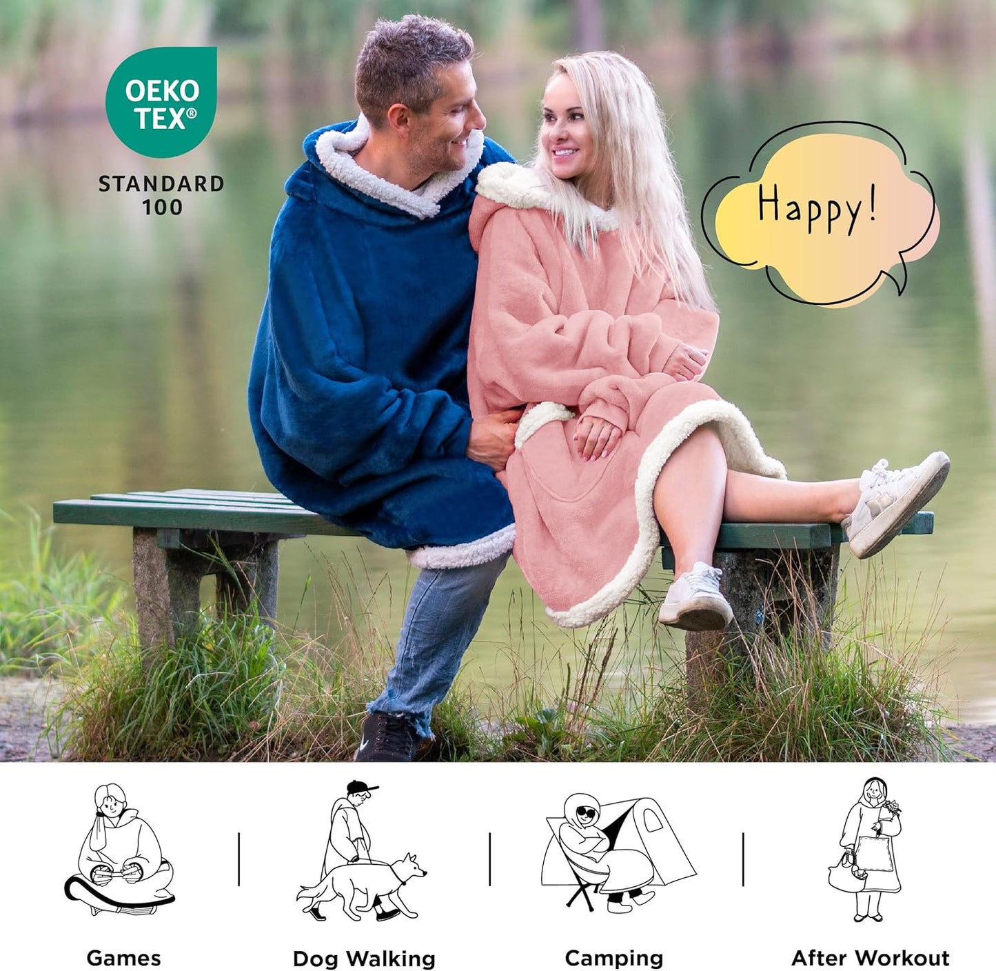 Bedsure Blanket Hoodie, Wearable Blanket for Adults & Kids as Gifts for Women Men, Birthday Gifts for Women Mom Girl Sherpa Oversized Hoodie, Mellow Rose, Standard