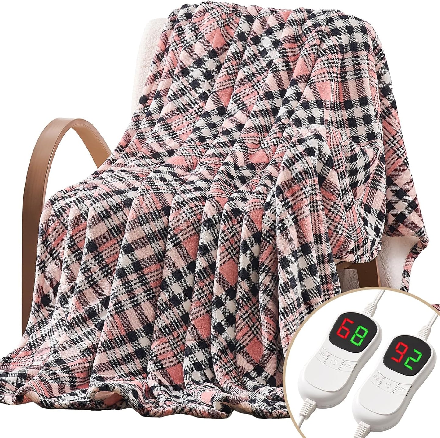 Homemate Electric Blanket Heated King Size - 100“x90“ Ultra Soft Cozy Flannel Heating Blanket with 10 Fast Heat Levels 8 Hours Auto Off Over-Heated Protection ETL Certification Keep Warm in Home