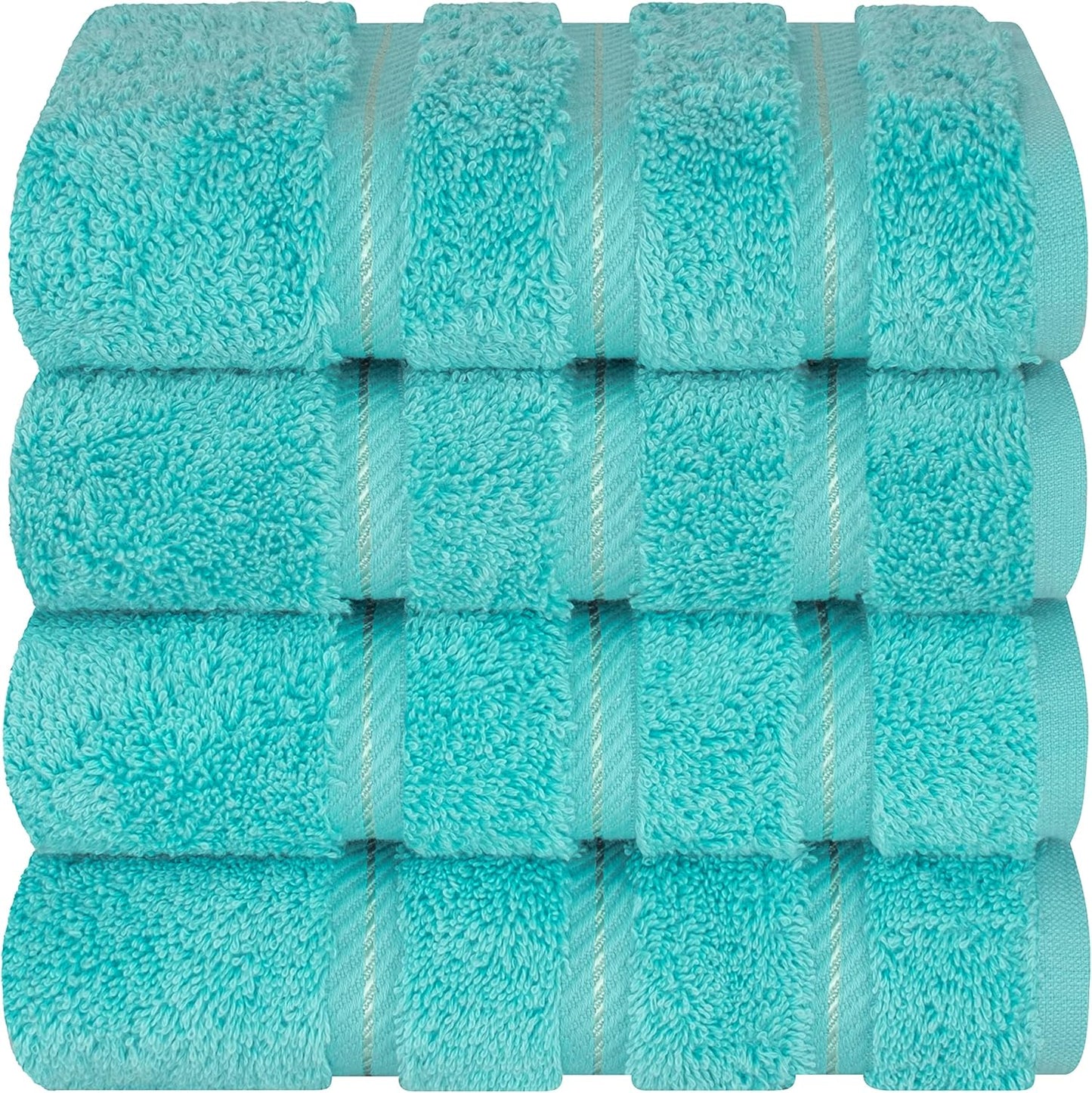 American Soft Linen Luxury Hand Towels for Bathroom, 600 GSM 100% Cotton Turkish 4 Piece Hand Towel Set, 600 GSM Hand Face Towels for Kitchen, Turquoise Blue Hand Towels
