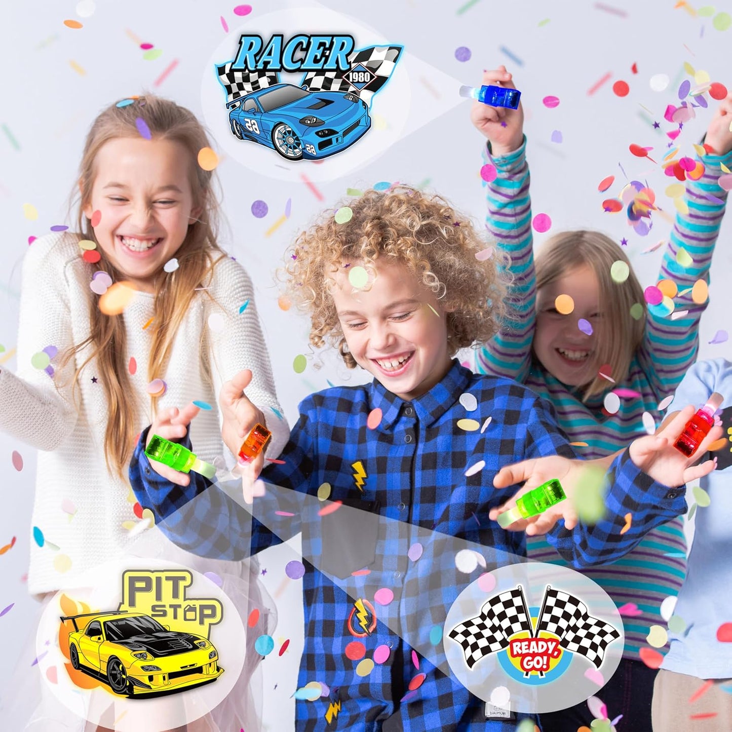 24PCS Race Car Party Favors-LED Finger Lights:Glow-in-the-Dark Light-Up Hot Wheels Toys Bulk for Kids Boys Girls,Cars Theme Birthday Party Decorations Supplies, Party Goodie Bags, Classroom Prizes