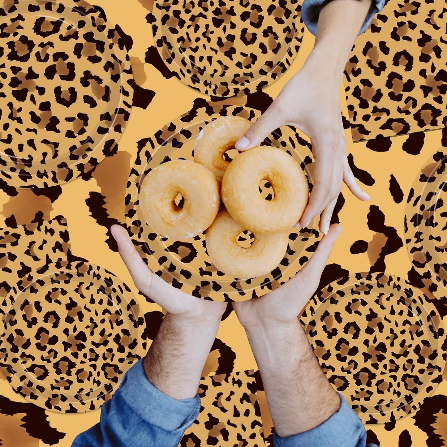 140PCS Leopard Print Party Decorations,Jungle Animal theme Decorations Include Tableware, Plate, Cup, Napkin, Cutlery, Animal Cheetah Print Birthday Party Supplies Serve 20