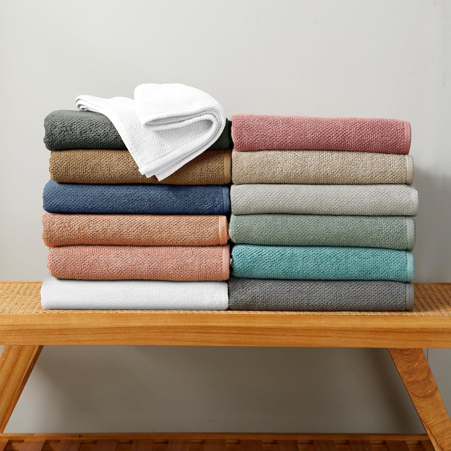 Blue Bath Towels - 100% Cotton 6 Piece Towel Set - 2 Bath Towels, 2 Hand Towels, 2 Washcloths - Absorbent, Quick-Drying, Durable Towels for Bathroom Decor - Low-Twist, Two-Ply Fibers (Mineral Blue)