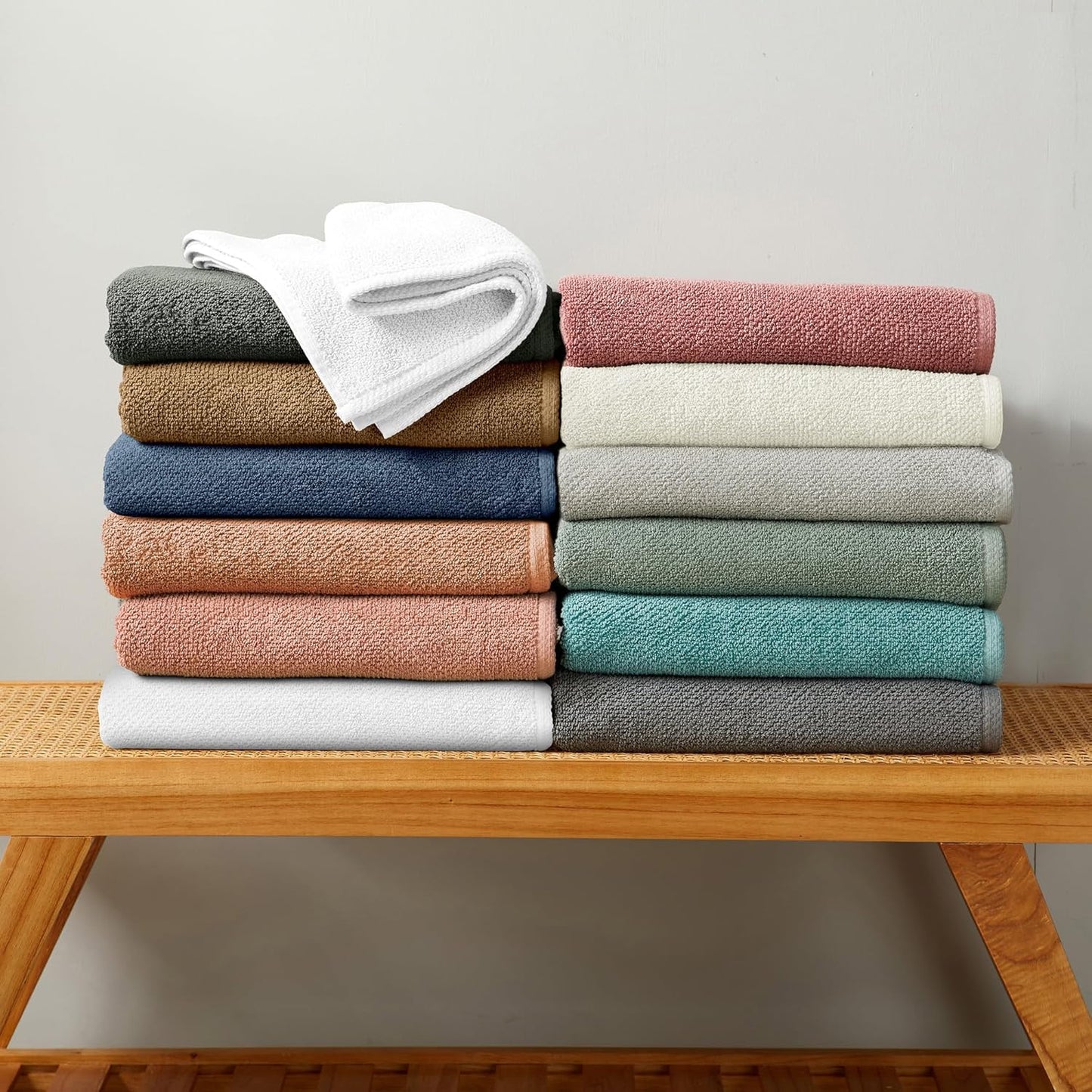 Great Bay Home Navy Hand Towels - 100% Cotton 6 Pack 26x16 Hand Towel Set - Absorbent, Quick-Drying, Durable Towels for Handroom Decor - Low-Twist, Two-Ply Fibers (Stone Blue)