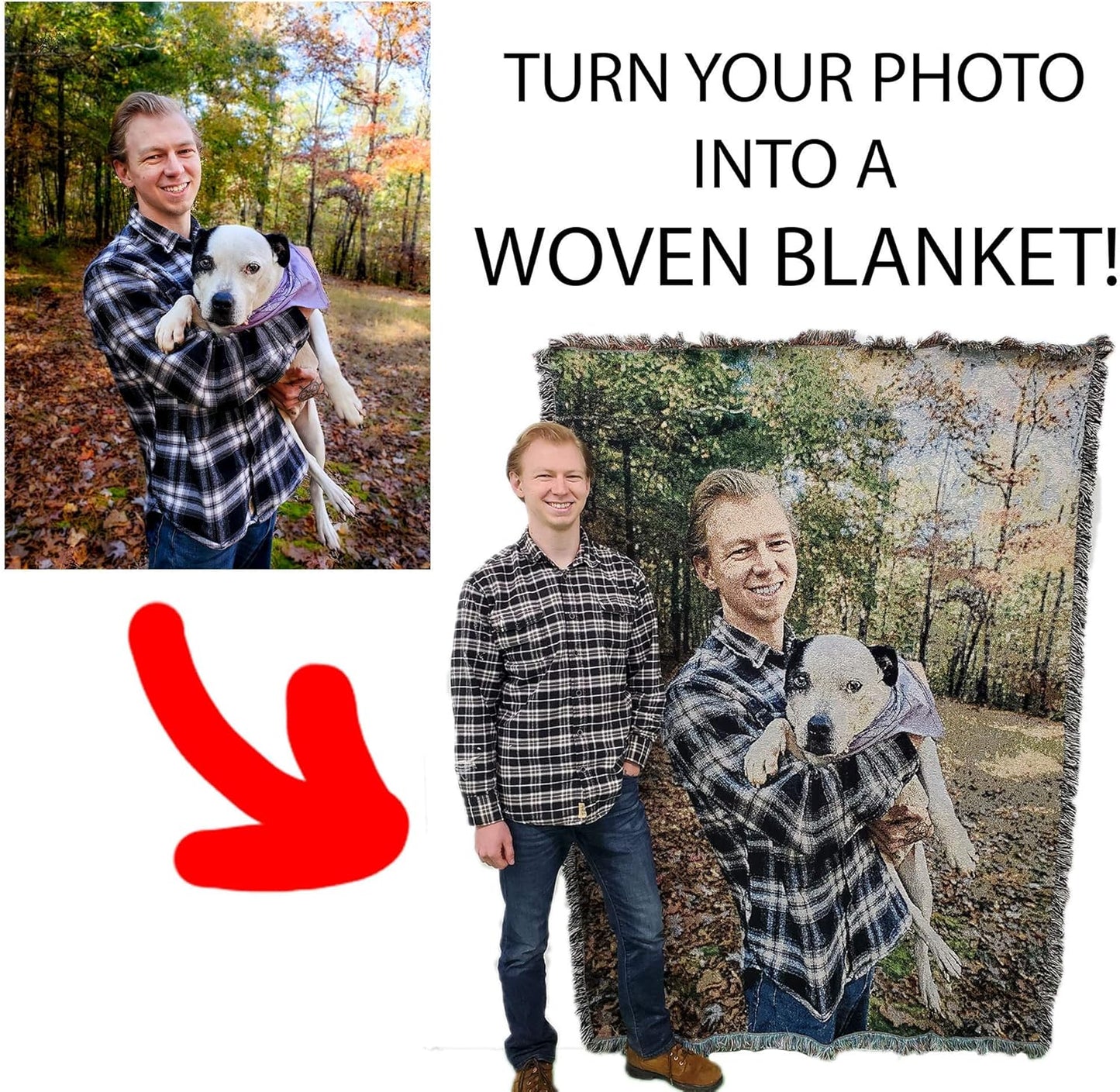 Pure Country Weavers Personalized Woven Photo Blanket - Not Printed - Custom Gift Picture Tapestry Throw 100% Cotton - Made in The USA (60x80)