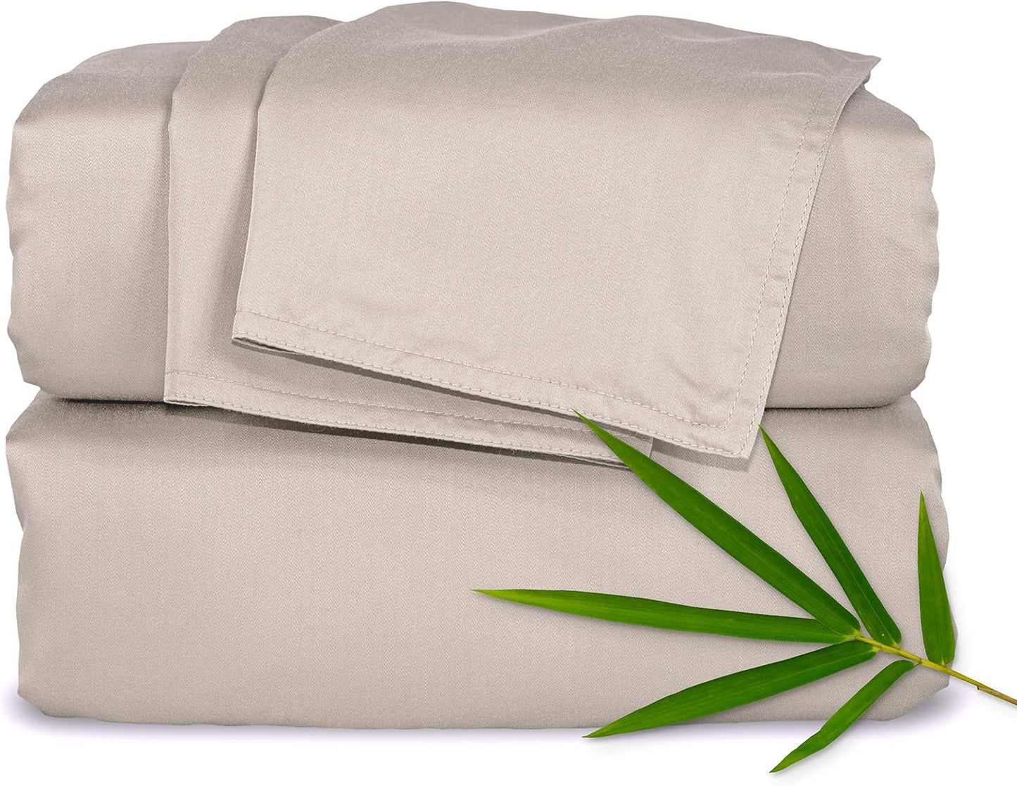 King Sheets by Pure Bamboo, Genuine 100% Organic Viscose Derived from Bamboo Bed Sheet Set, Luxuriously Soft & Cooling, Double Stitching, Lifetime Quality Promise (King, Sand)